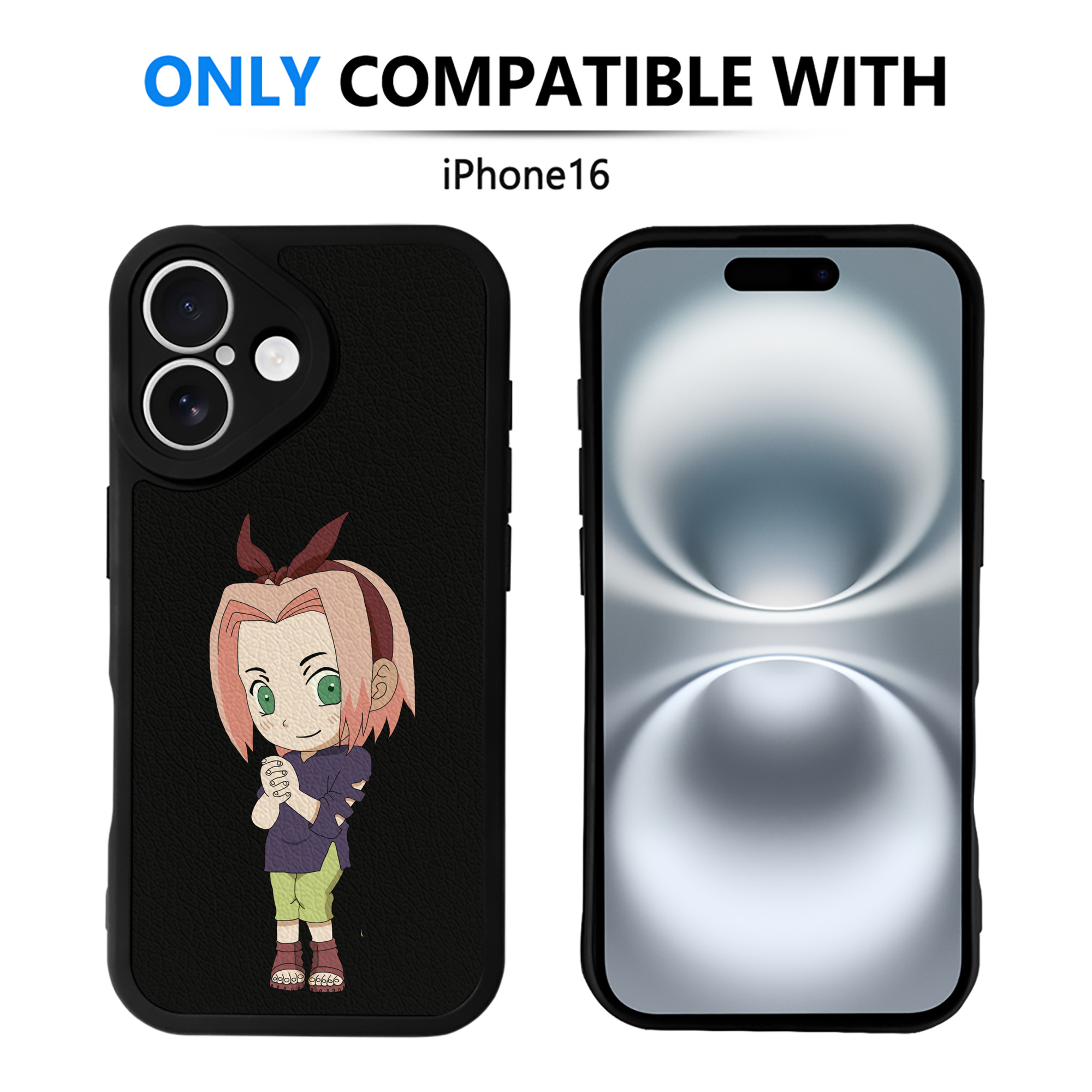 （画像用） NARUTO -ナルト- 春野サクラ Haruno Sakura 【iPhone 16シリーズ対応】シリコンスマホケース（レザー調） 材質：シリコン